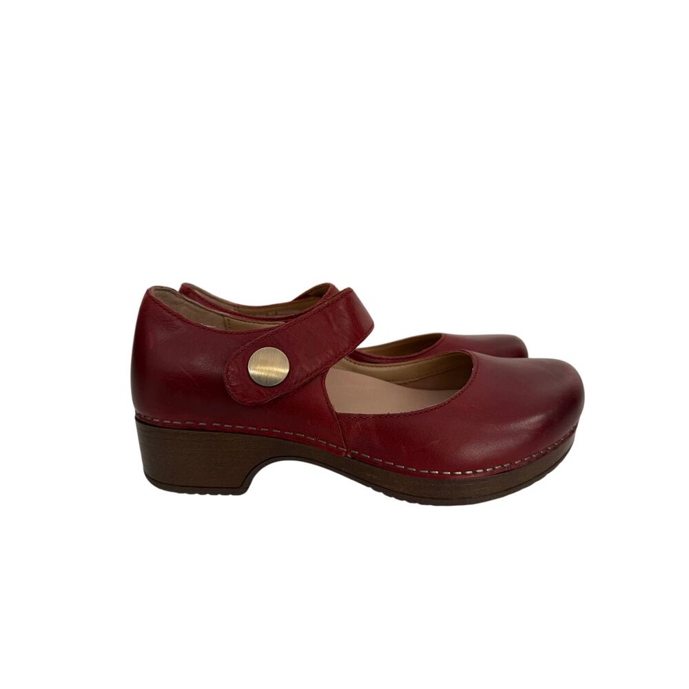 Dansko Red Leather Mary Jane Clog Block Heel Shoes EU 37/US 6.5-7 - Picture 3 of 9
